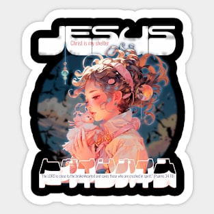 Christian Manga Japanese Characters Christ My Shelter Sticker